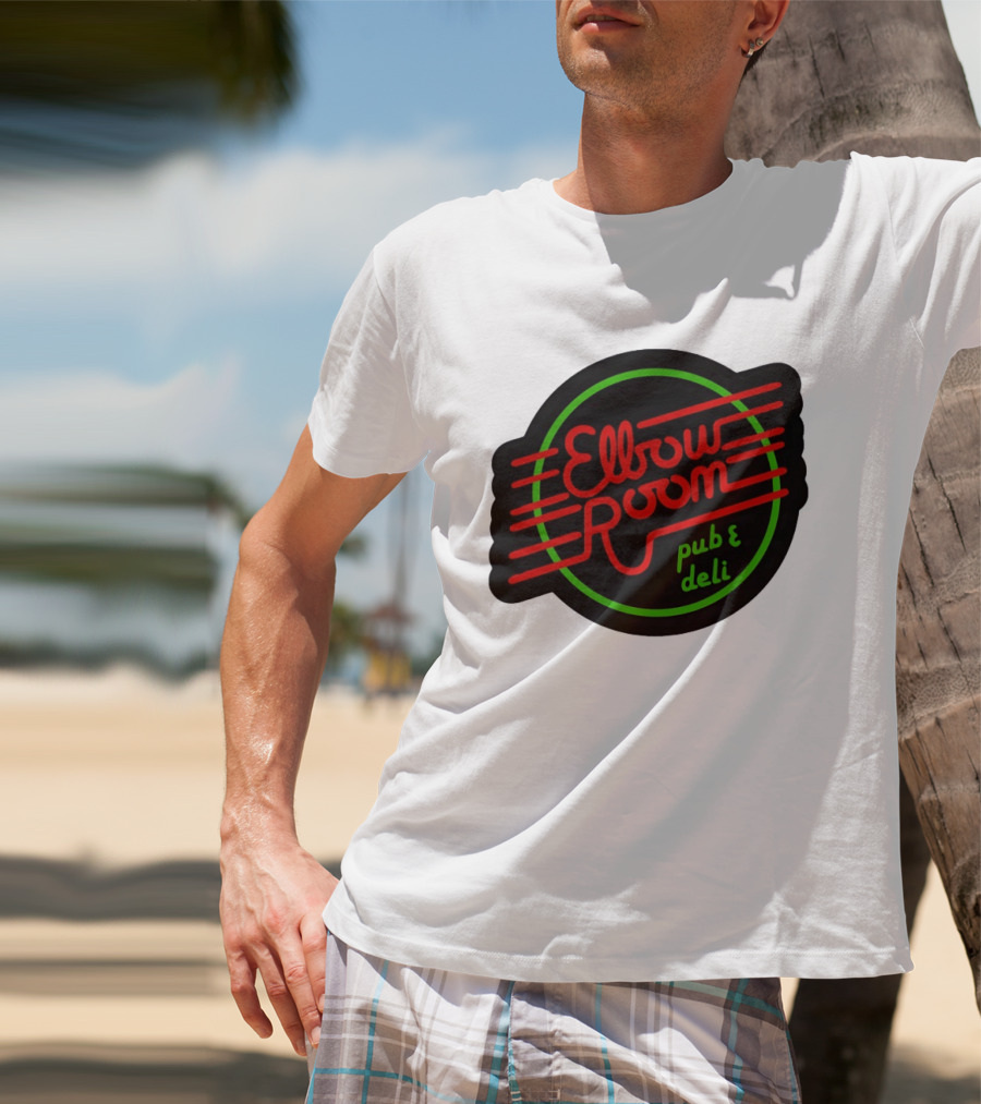 Elbow Room Pub And Deli Neon Sign Red And Green Circle T-Shirt