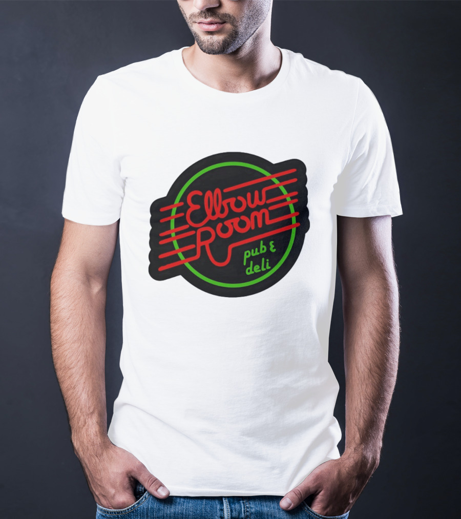 Elbow Room Pub And Deli Neon Sign Red And Green Circle T-Shirt