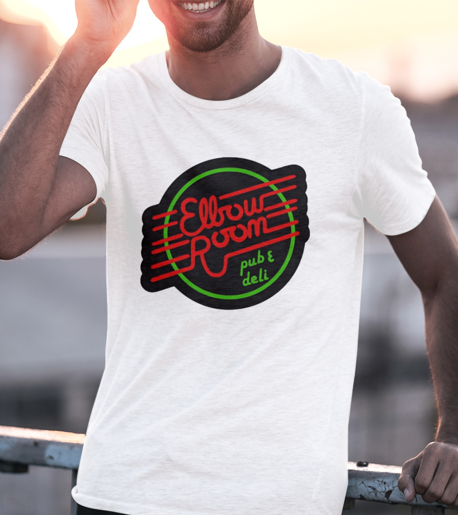 Elbow Room Pub And Deli Neon Sign Red And Green Circle T-Shirt