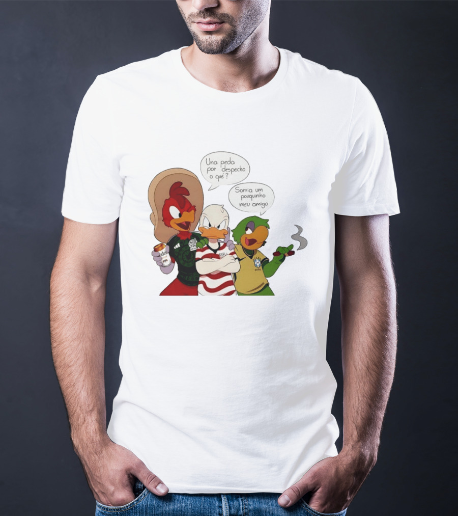 The Three Caballeros Panchito Pistoles Donald Duck José Carioca México USA Brazil Jerseys Soccer Fan Collection T-Shirt