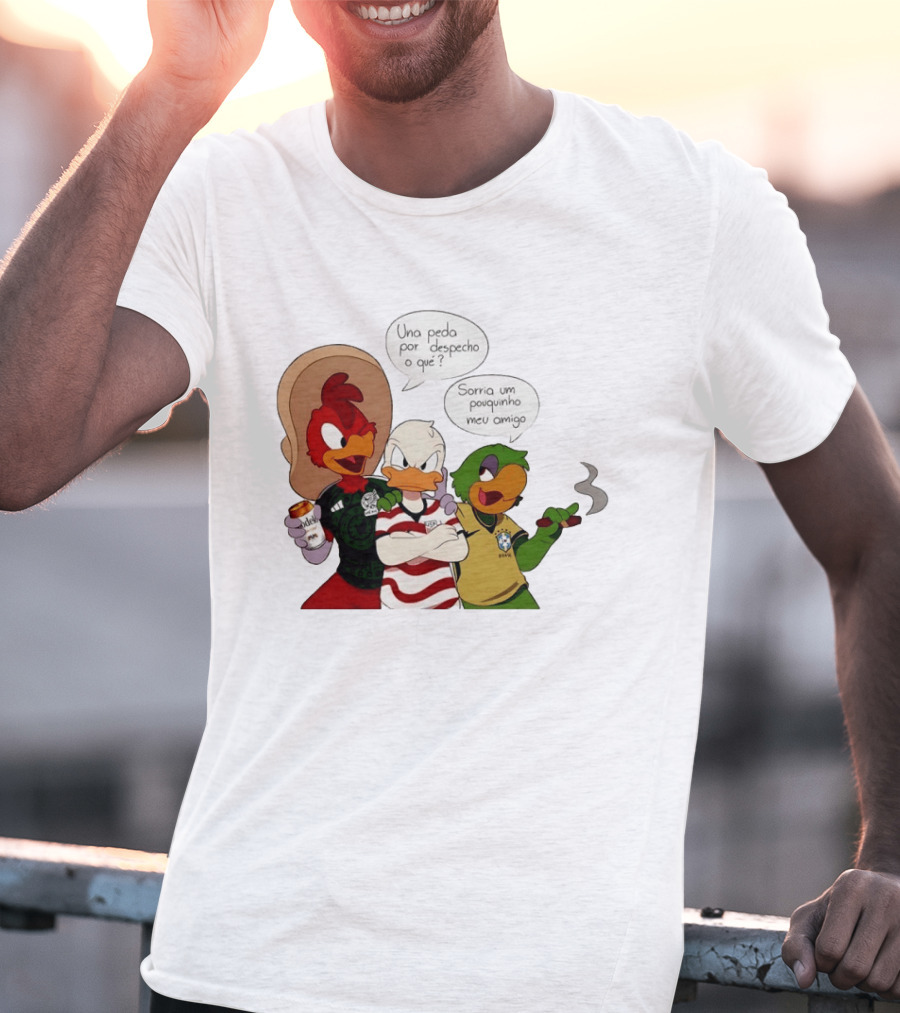The Three Caballeros Panchito Pistoles Donald Duck José Carioca México USA Brazil Jerseys Soccer Fan Collection T-Shirt