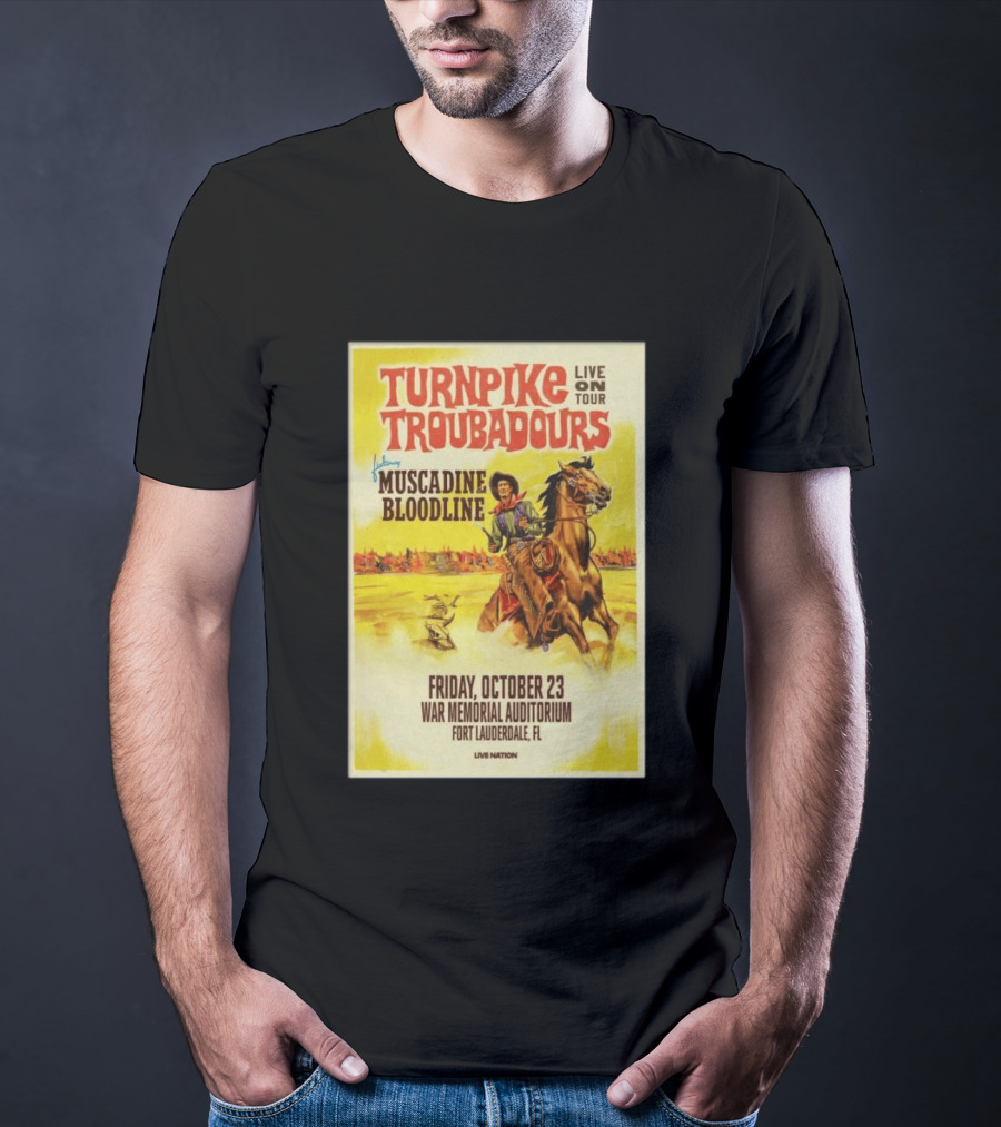 Turnpike Troubadours Live On Tour Featuring Muscadine Bloodline War Memorial Auditorium Fort Lauderdale October 23 T-Shirt