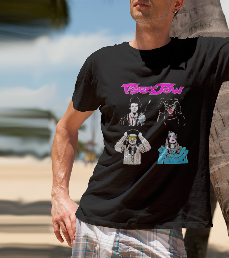 Tigers Jaw Band Members Indie Rock Retro Style Illustrated Portraits T-Shirt