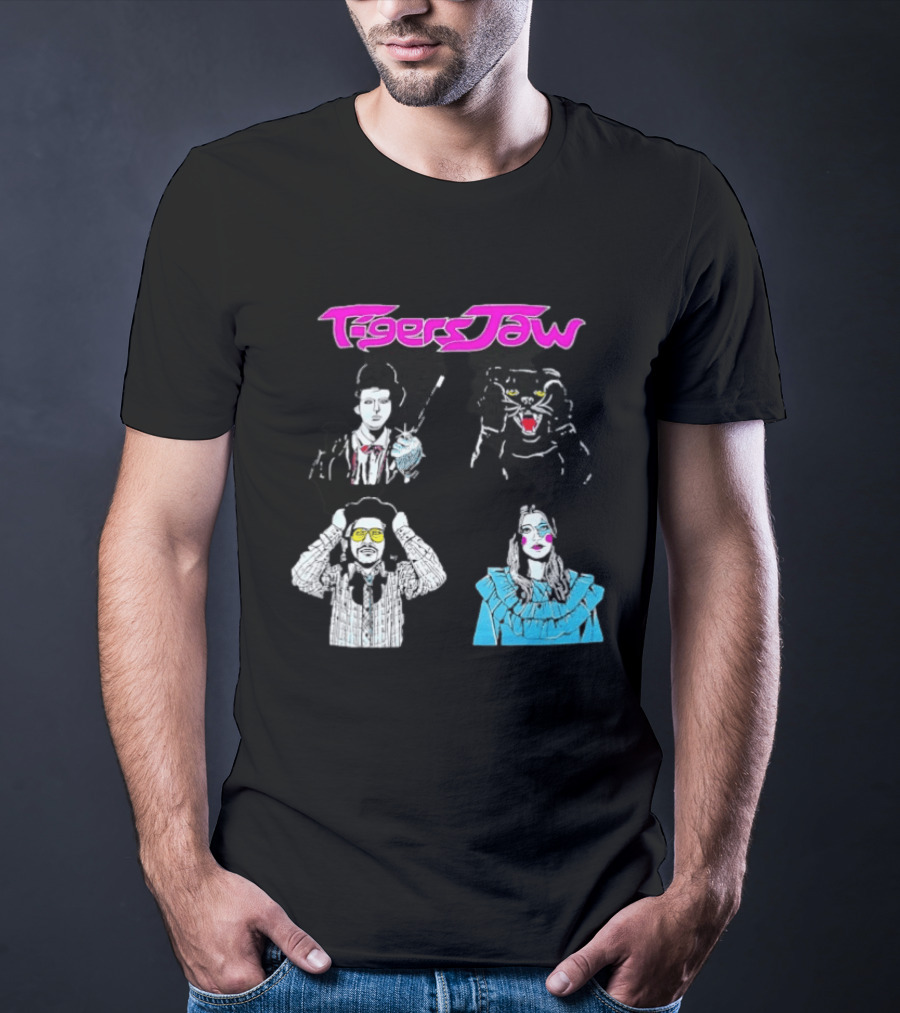 Tigers Jaw Band Members Indie Rock Retro Style Illustrated Portraits T-Shirt