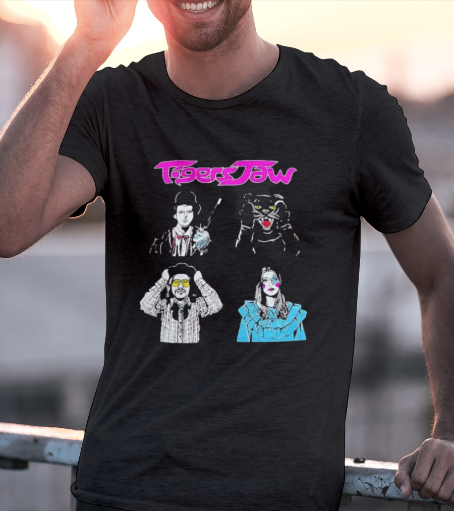 Tigers Jaw Band Members Indie Rock Retro Style Illustrated Portraits T-Shirt