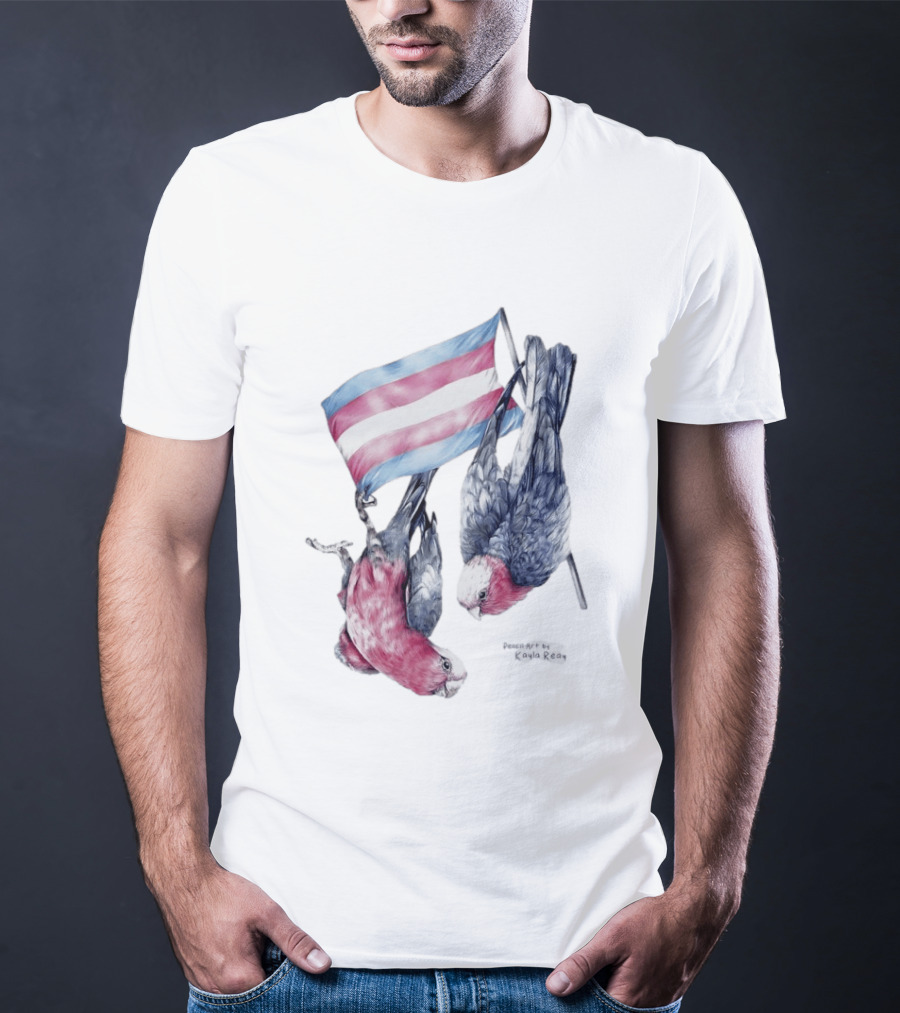 Trans Pride Flag Galah Parrots By Kayla Reay T-Shirt