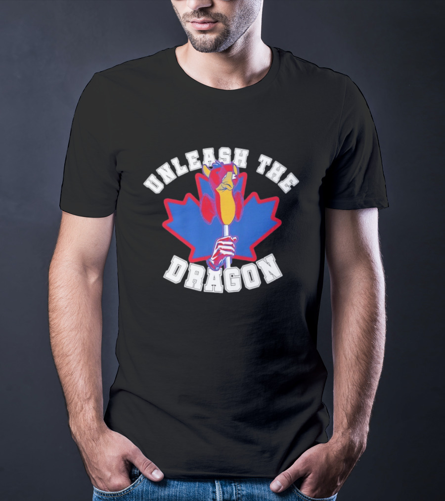 Unleash The Dragon Toronto Blue Jays Home Run Dragon Maple Leaf T-Shirt