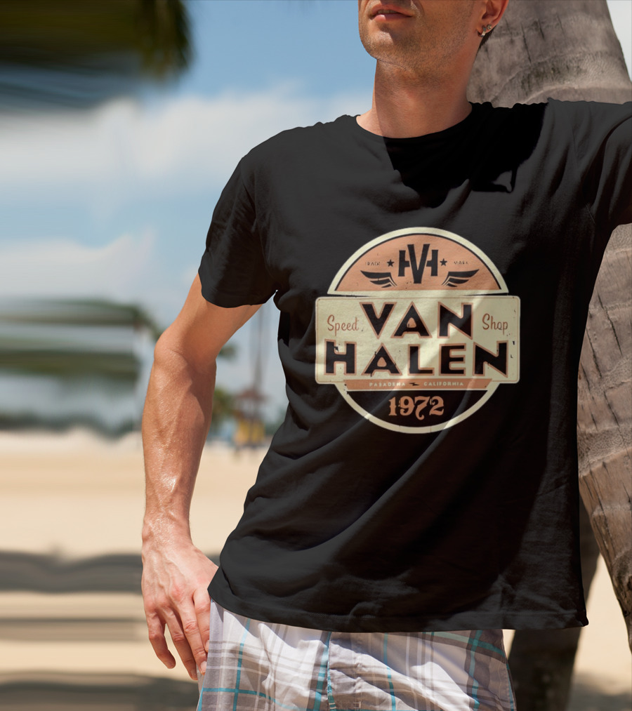 Van Halen Speed Shop Pasadena California 1972 T-Shirt