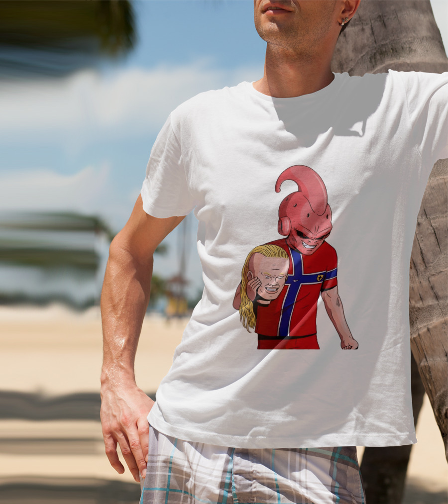 Majin Buu Holding Erling Haaland With Norway Football Jersey T-Shirt