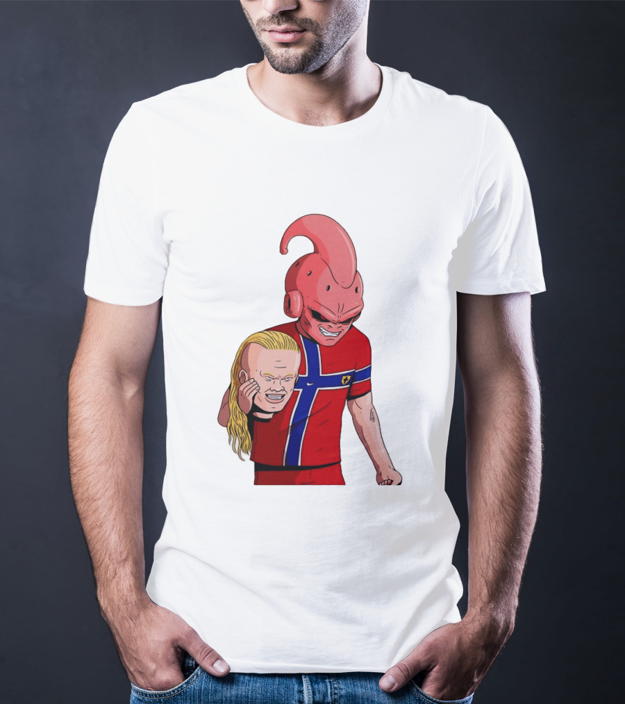 Majin Buu Holding Erling Haaland With Norway Football Jersey T-Shirt