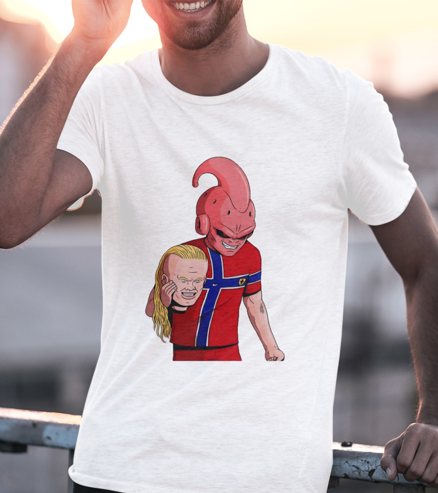 Majin Buu Holding Erling Haaland With Norway Football Jersey T-Shirt