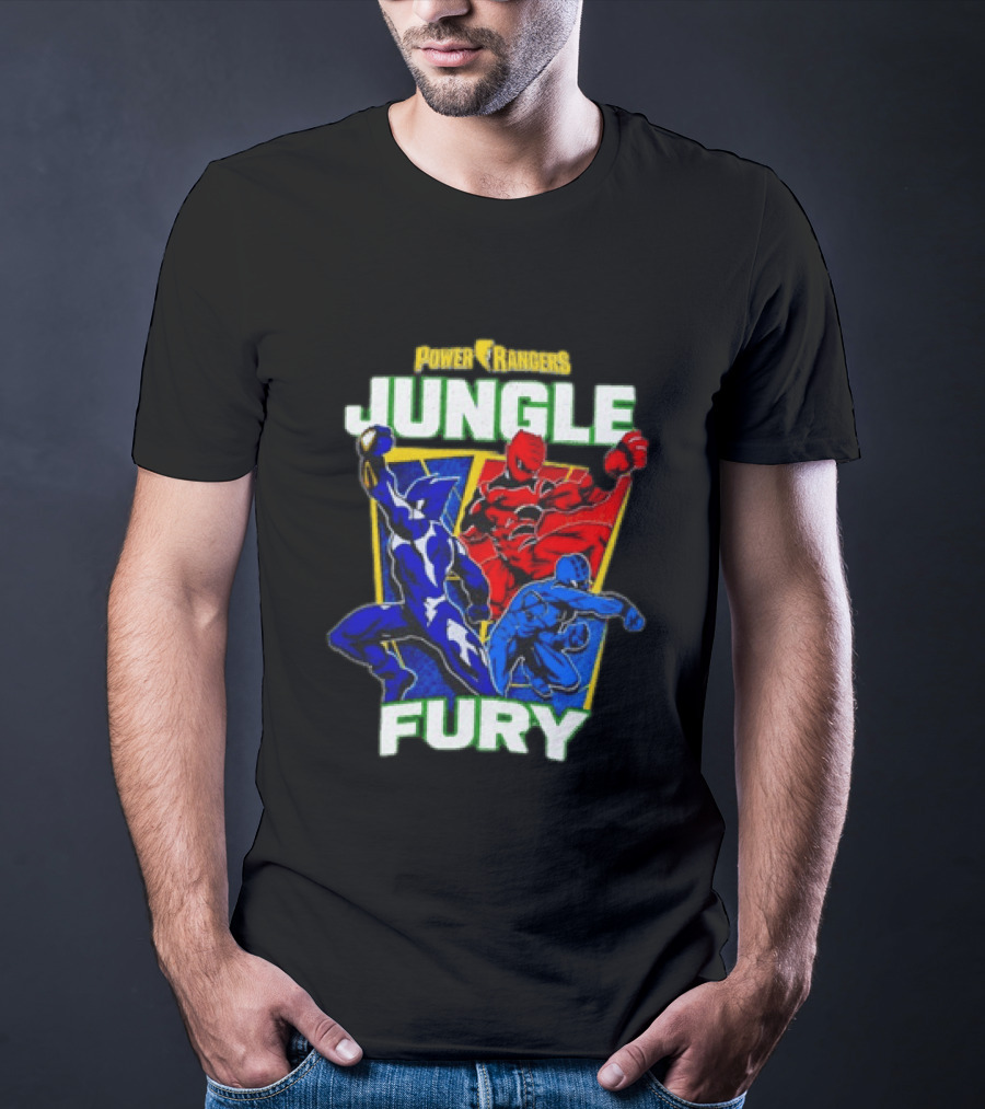 Power Rangers Jungle Fury Red And Blue Rangers Action Poses T-Shirt