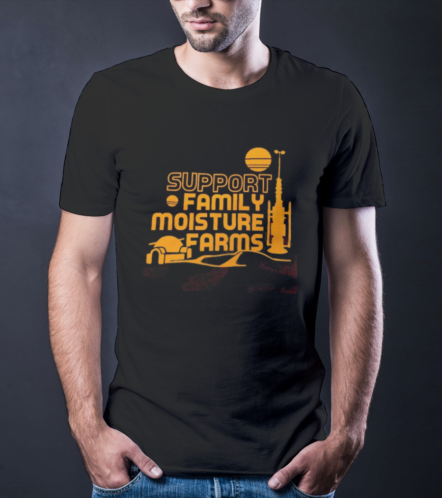 Support Family Moisture Farms Tatooine Landspeeder Sunset Scene T-Shirt