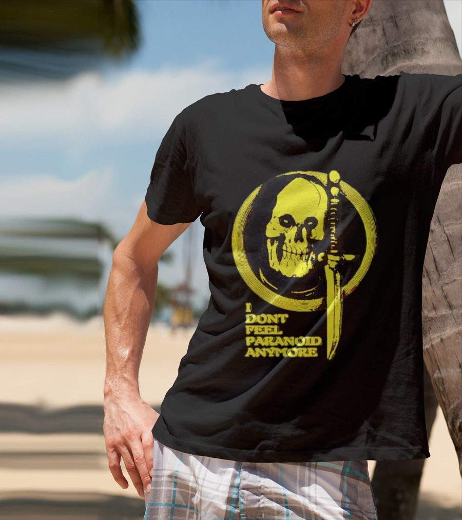 I Don't Feel Paranoid Anymore Skull Dagger Retro Horror Vibe T-Shirt