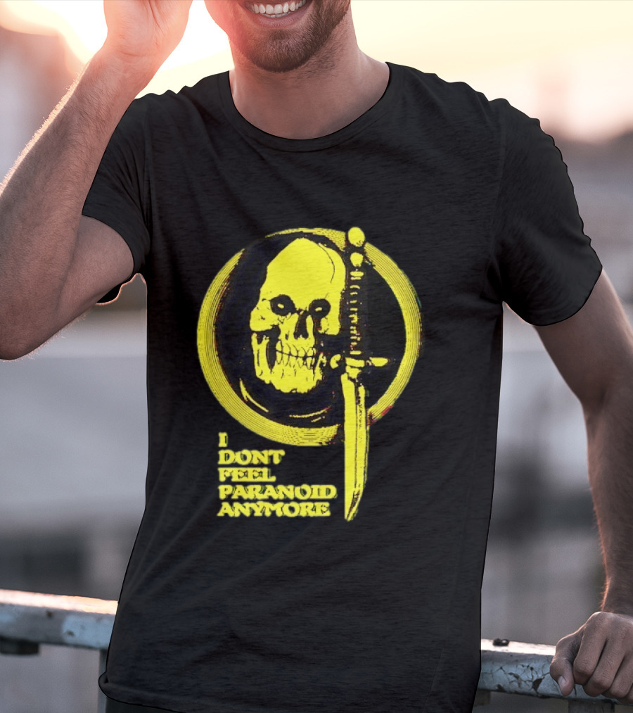 I Don't Feel Paranoid Anymore Skull Dagger Retro Horror Vibe T-Shirt