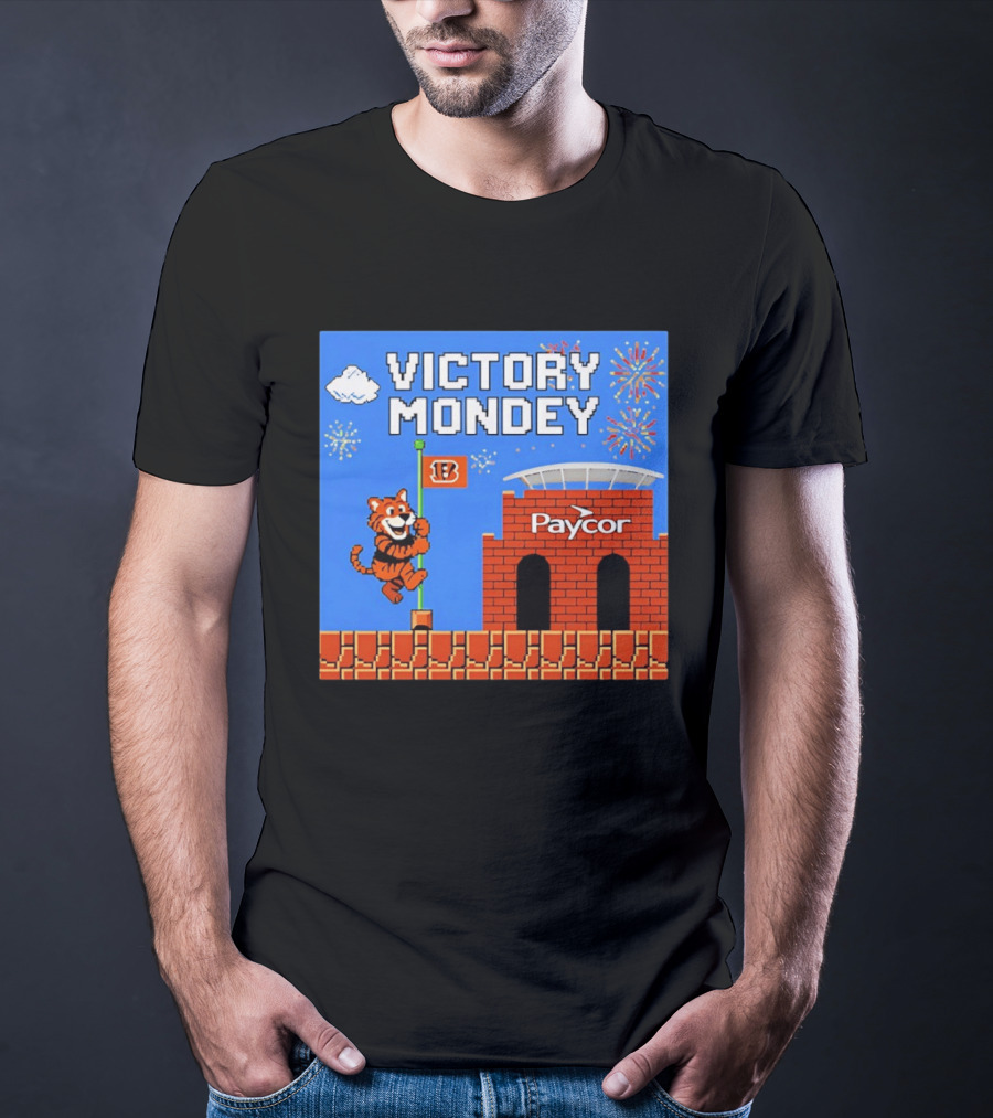 Cincinnati Bengals Victory Mondey Pixel Art Tiger Paycor Stadium Celebration T-Shirt