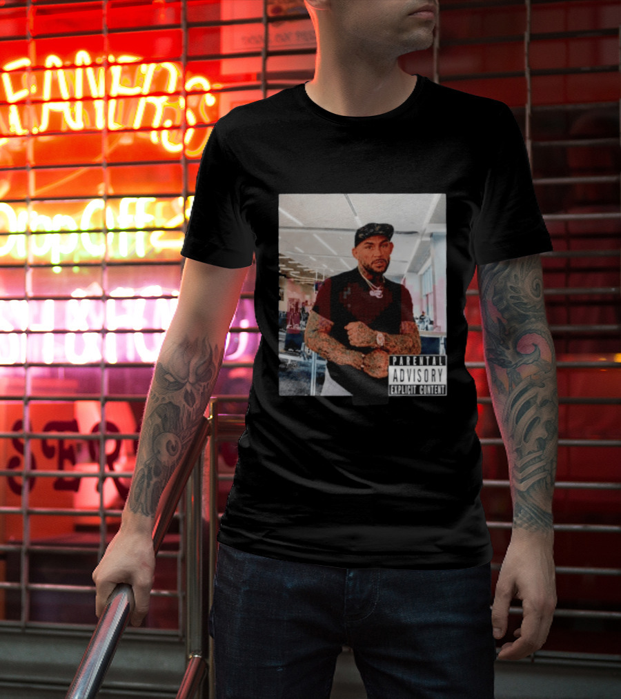 Dustin Poirier Parental Advisory Explicit Content Indoors Tattooed Man With Chain And T-Shirt