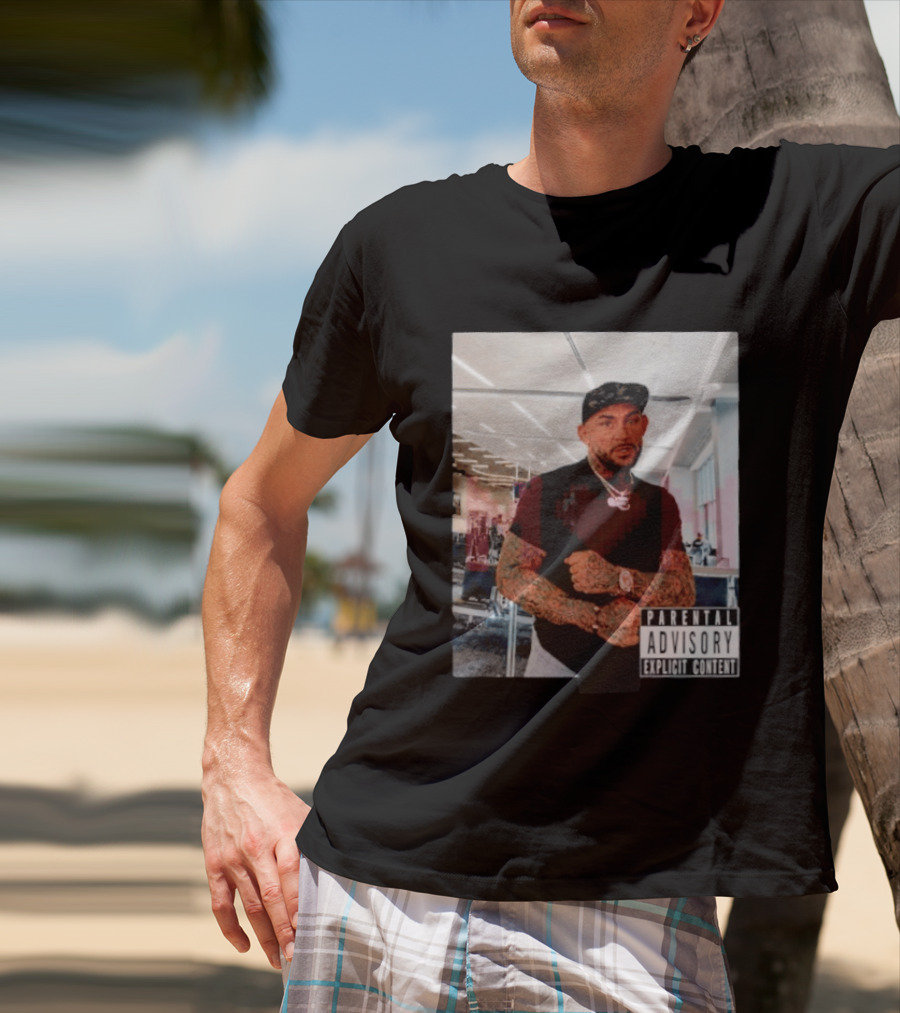 Dustin Poirier Parental Advisory Explicit Content Indoors Tattooed Man With Chain And T-Shirt