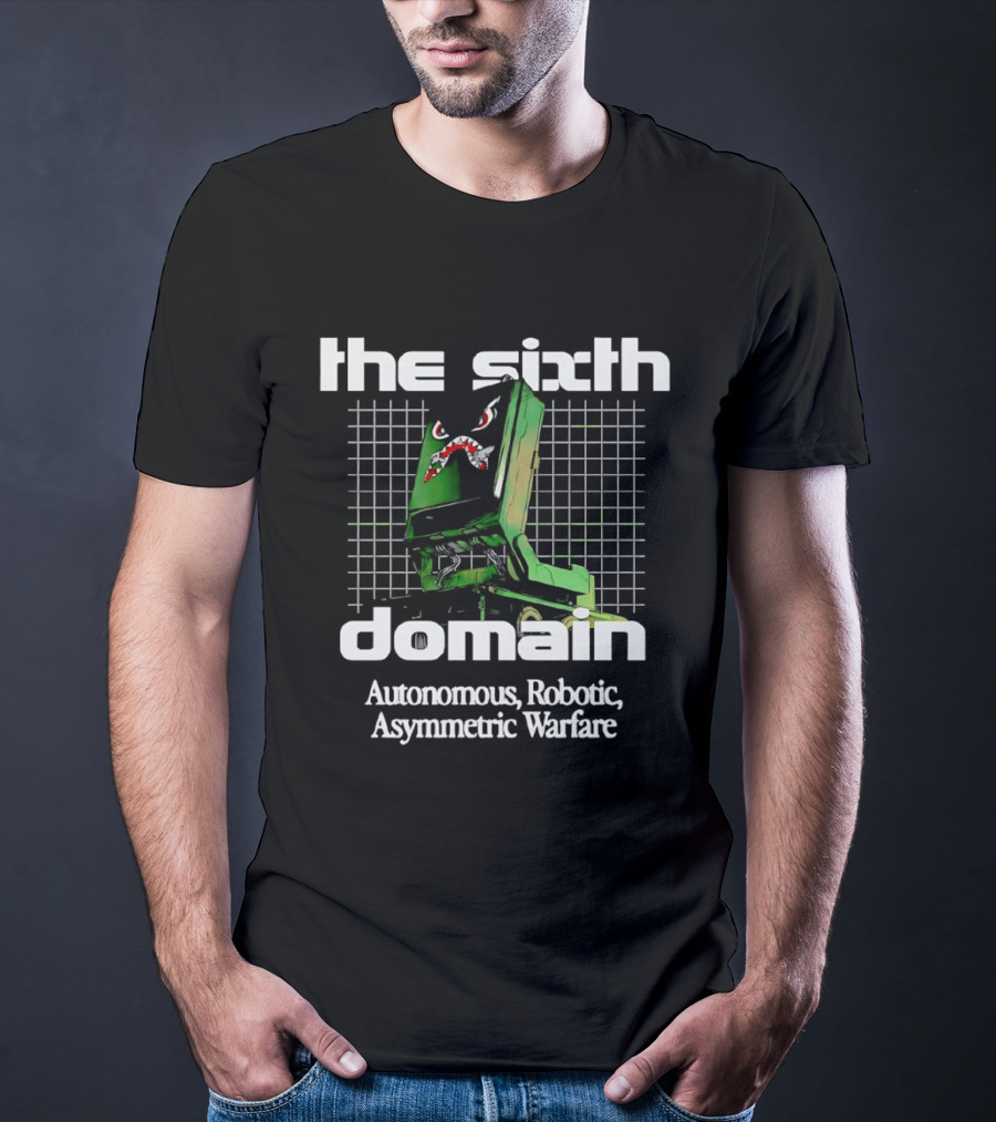 The Sixth Domain Autonomous Robotic Asymmetric Warfare Retro Robot T-Shirt