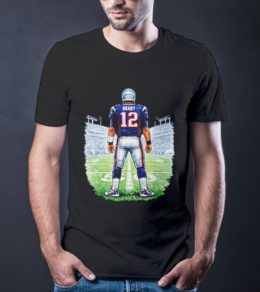 Brady 12 New England Patriots Football Stadium Back View T-Shirt