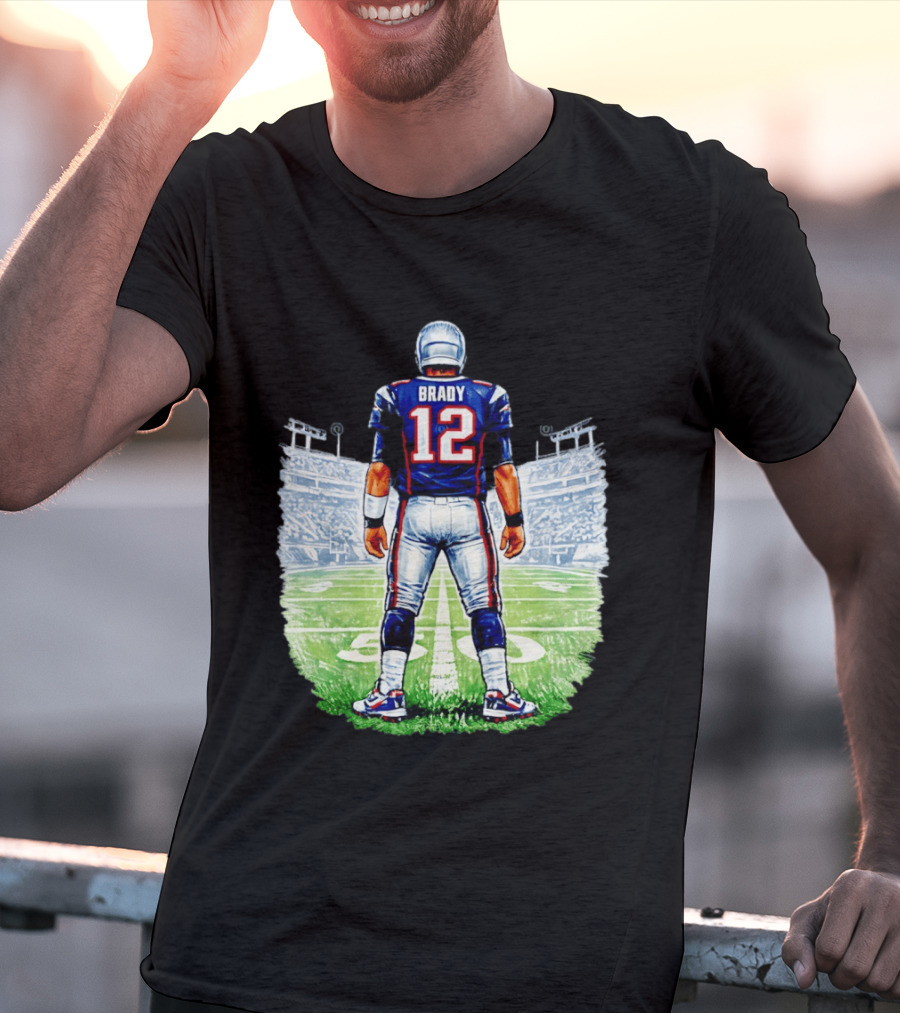 Brady 12 New England Patriots Football Stadium Back View T-Shirt