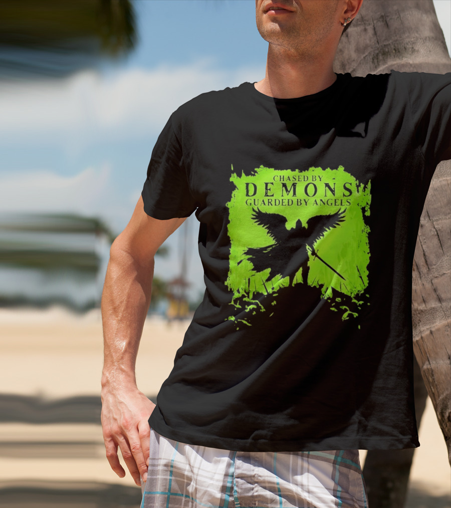 Chased By Demons Guarded By Angels Warrior Wings Sword T-Shirt