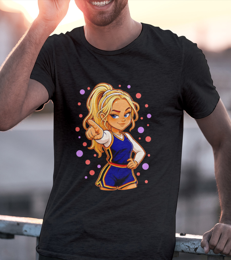 Chibi Sophie Cunningham Pointing In Basketball Uniform With Ponytail T-Shirt