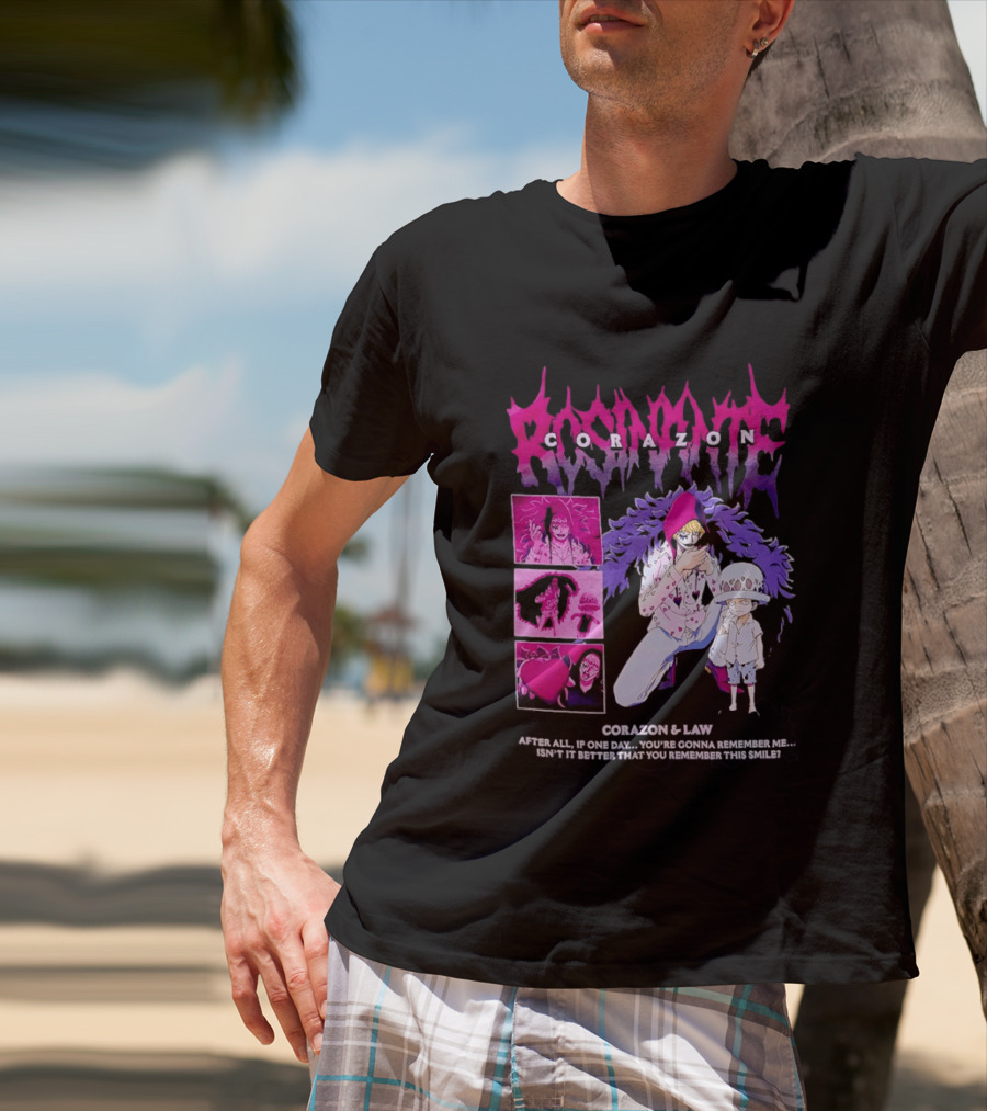 Corazon And Law One Piece After All If One Day You're Gonna Remember Me Smile Manga T-Shirt