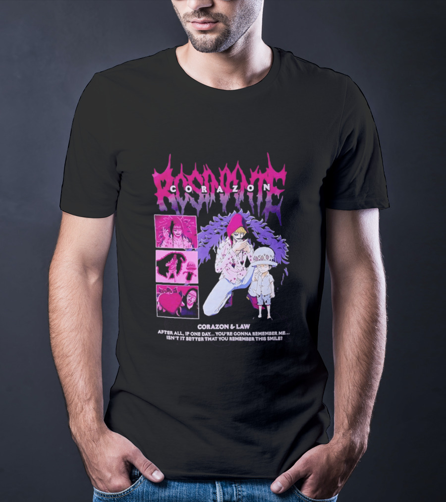 Corazon And Law One Piece After All If One Day You're Gonna Remember Me Smile Manga T-Shirt