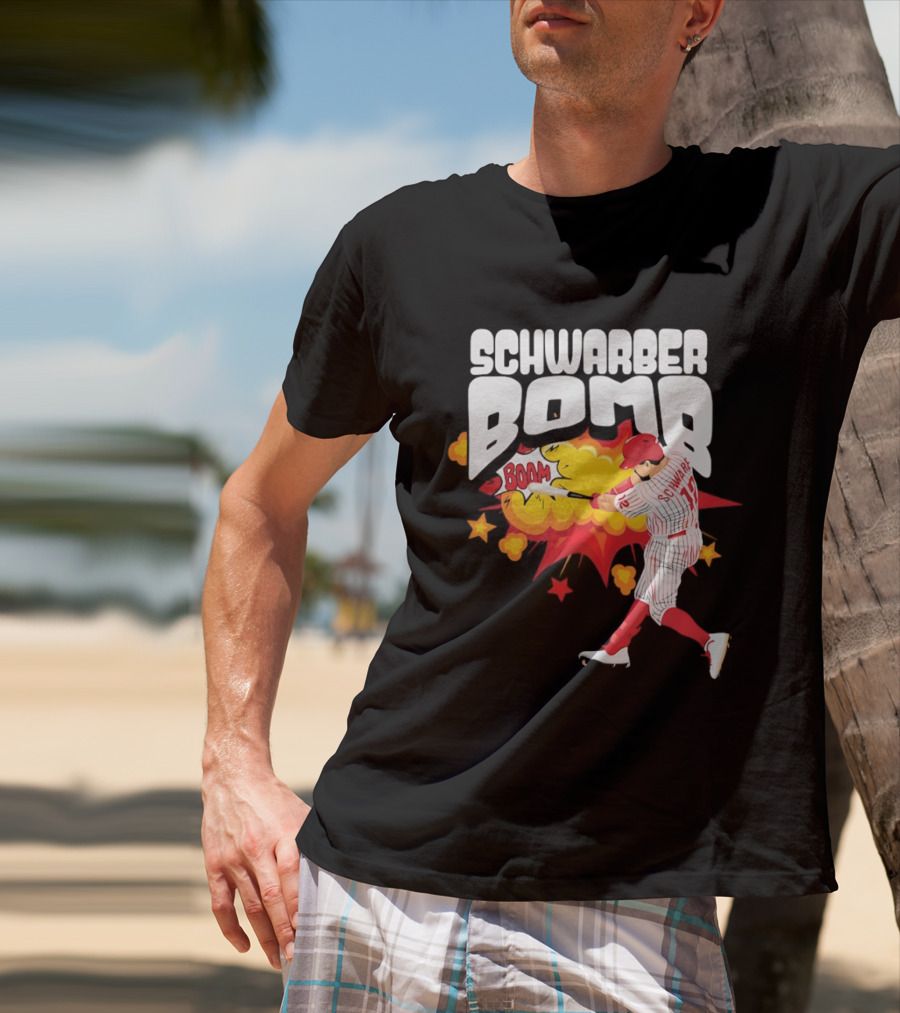 Schwarber Bomb Boom Baseball Philadelphia Phillies Player Action T-Shirt
