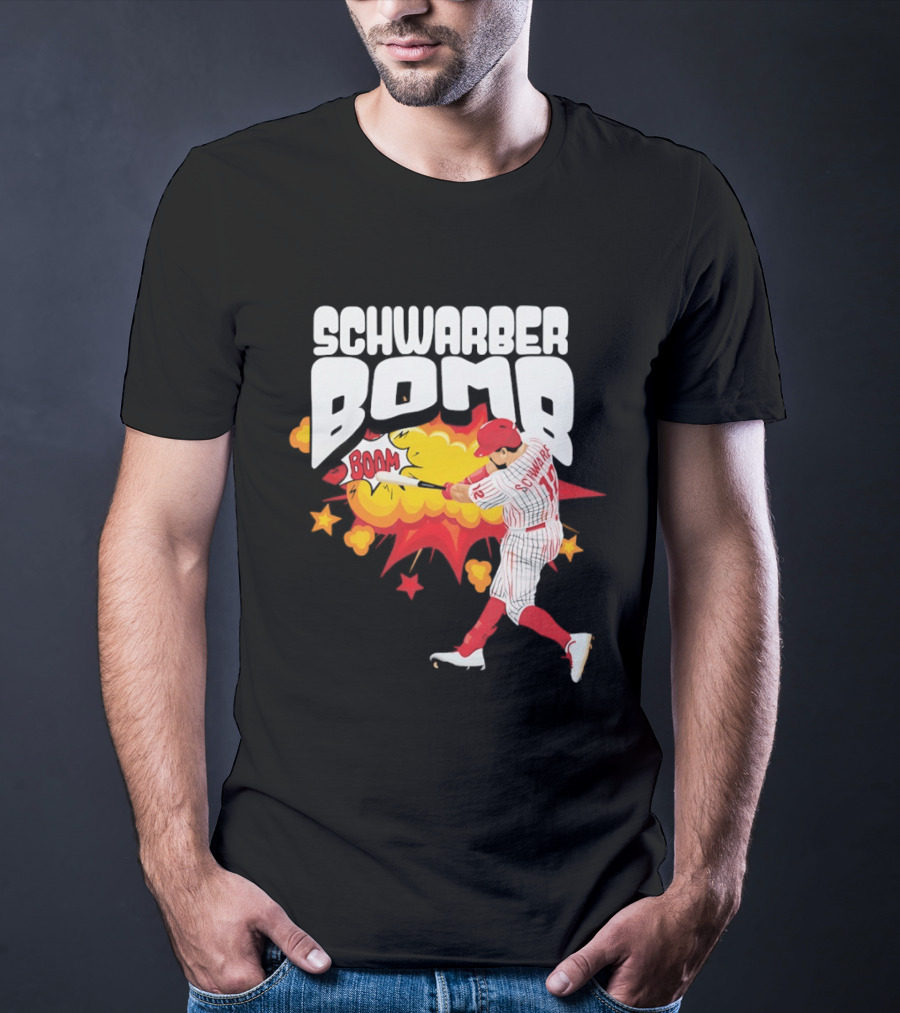 Schwarber Bomb Boom Baseball Philadelphia Phillies Player Action T-Shirt