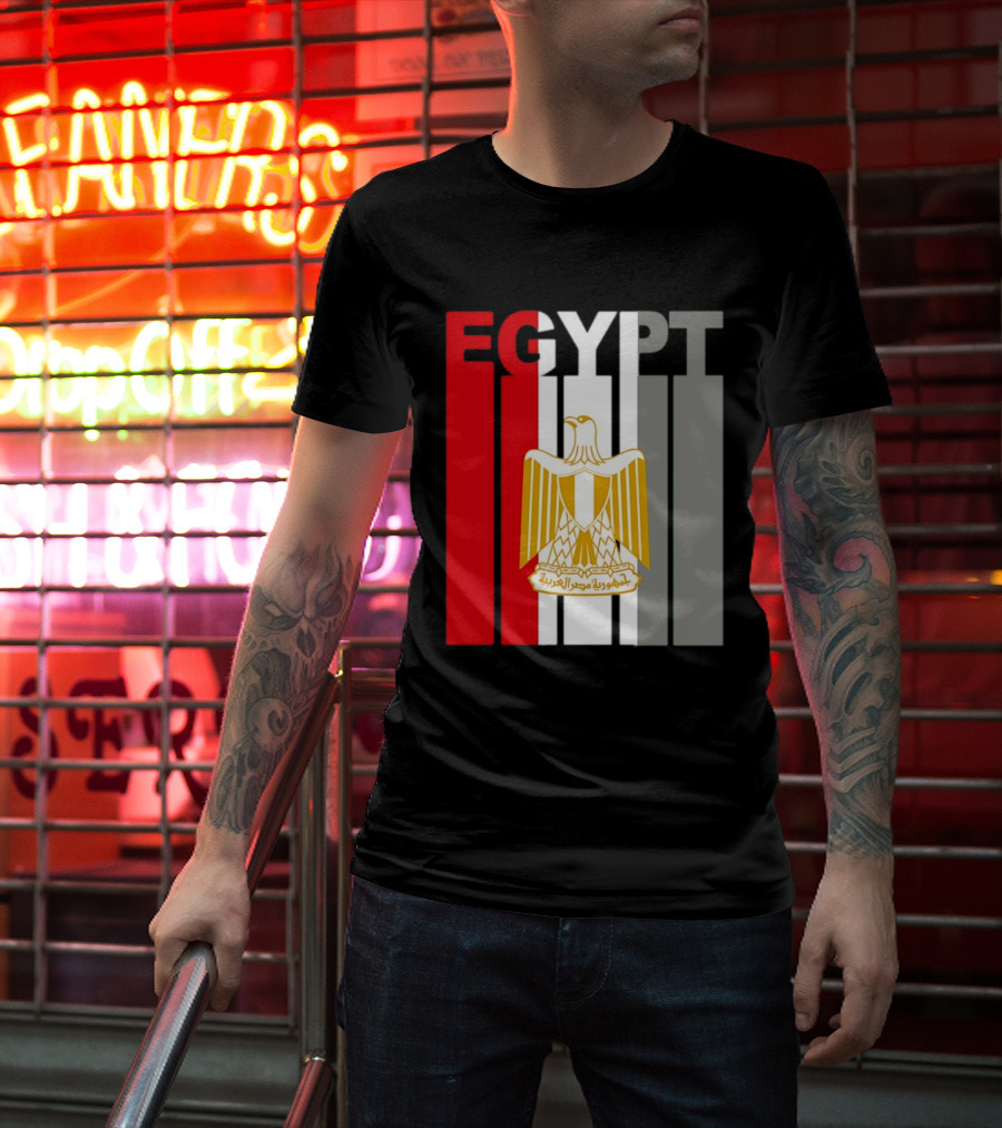 Egypt Flag Colors With Eagle Coat Of Arms T-Shirt