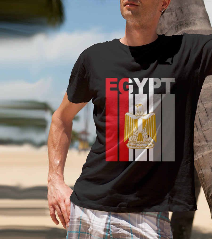 Egypt Flag Colors With Eagle Coat Of Arms T-Shirt