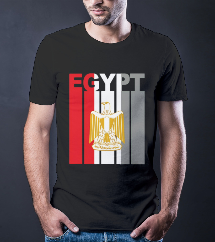 Egypt Flag Colors With Eagle Coat Of Arms T-Shirt
