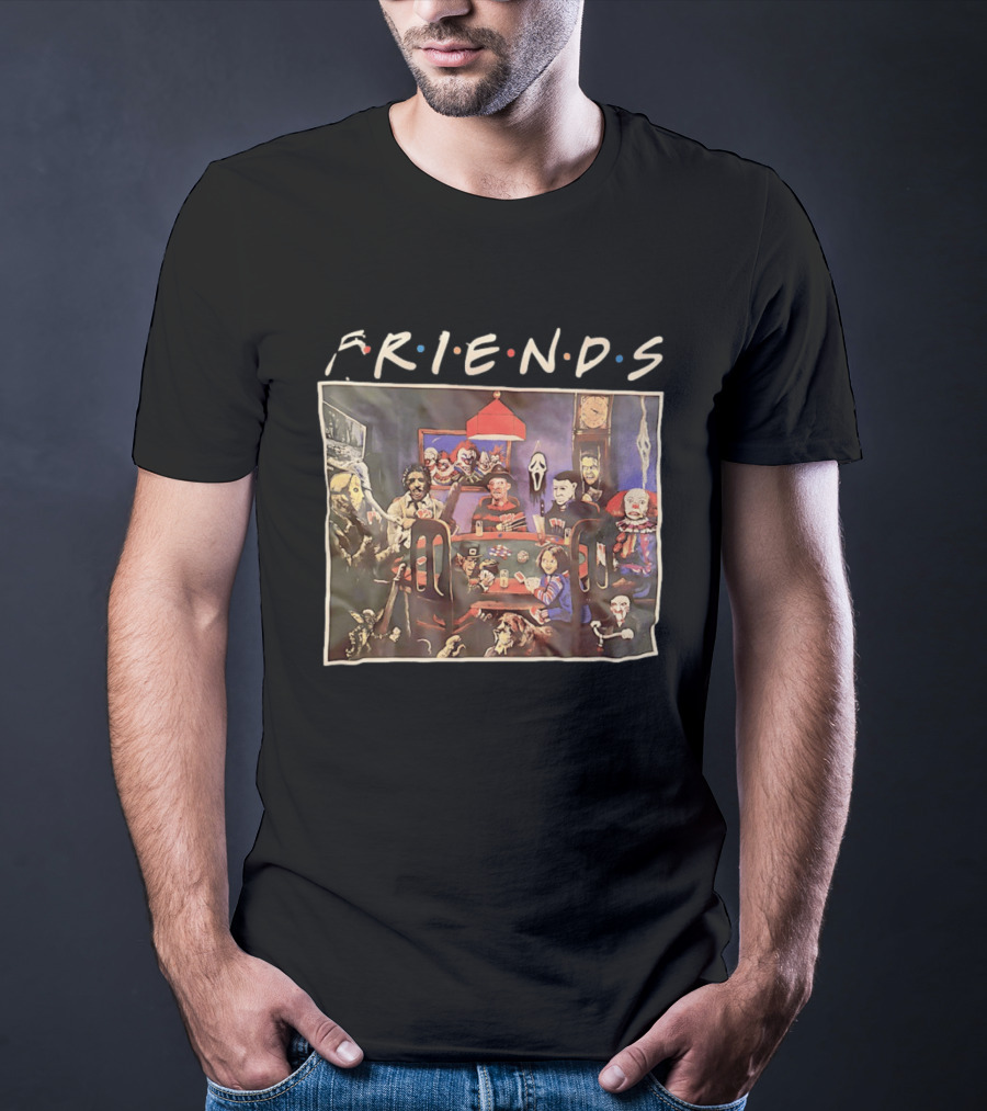 Friends Horror Movie Characters Playing Poker At Night T-Shirt