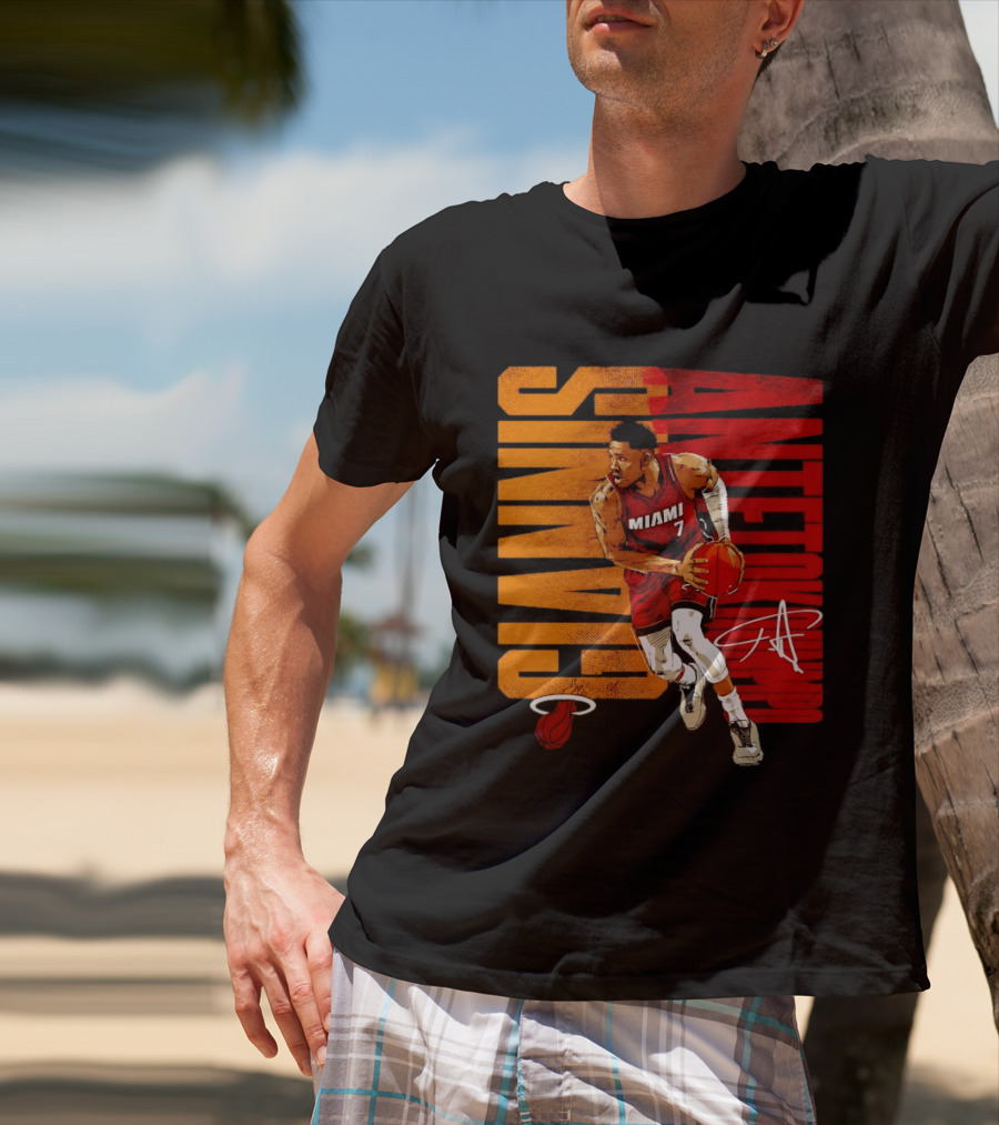 Giannis Antetokounmpo Miami 7 Basketball Running Miami Heat T-Shirt