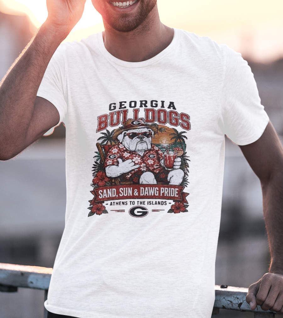 Georgia Bulldogs Sand Sun Dawg Pride Athens To The Islands Tropical Paradise T-Shirt