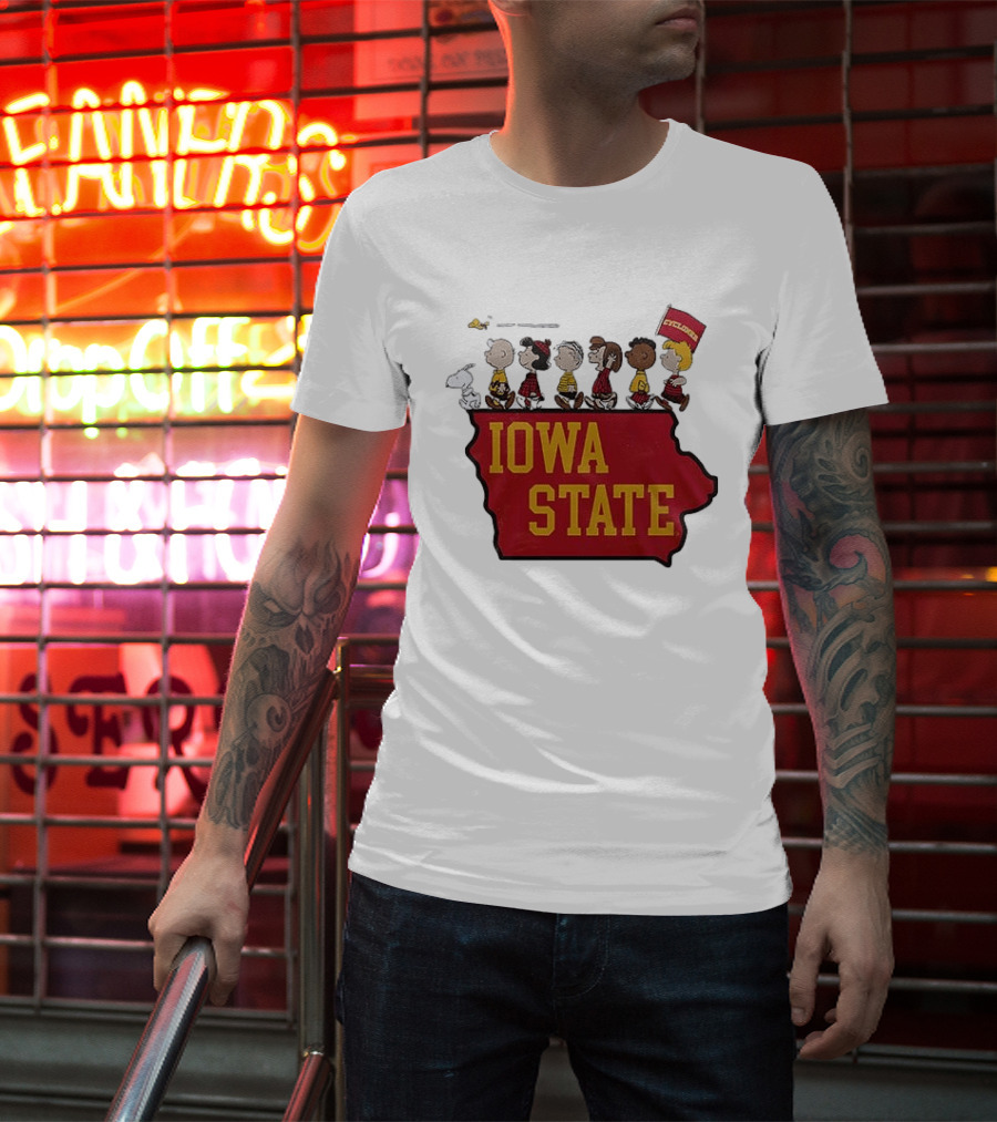 Iowa State Cyclones Peanuts Characters Marching With Snoopy And Friends T-Shirt