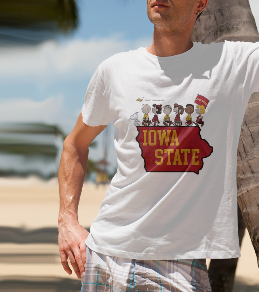 Iowa State Cyclones Peanuts Characters Marching With Snoopy And Friends T-Shirt