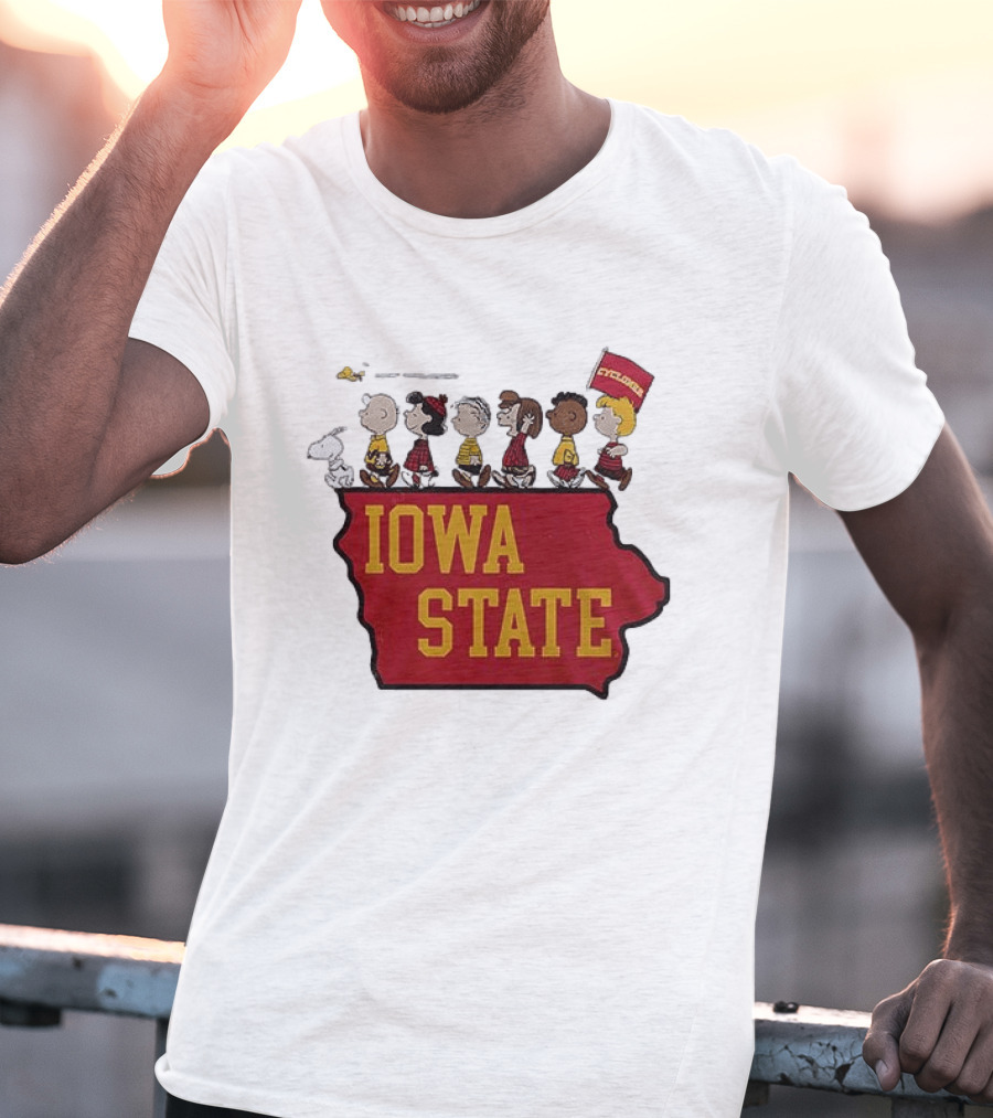 Iowa State Cyclones Peanuts Characters Marching With Snoopy And Friends T-Shirt