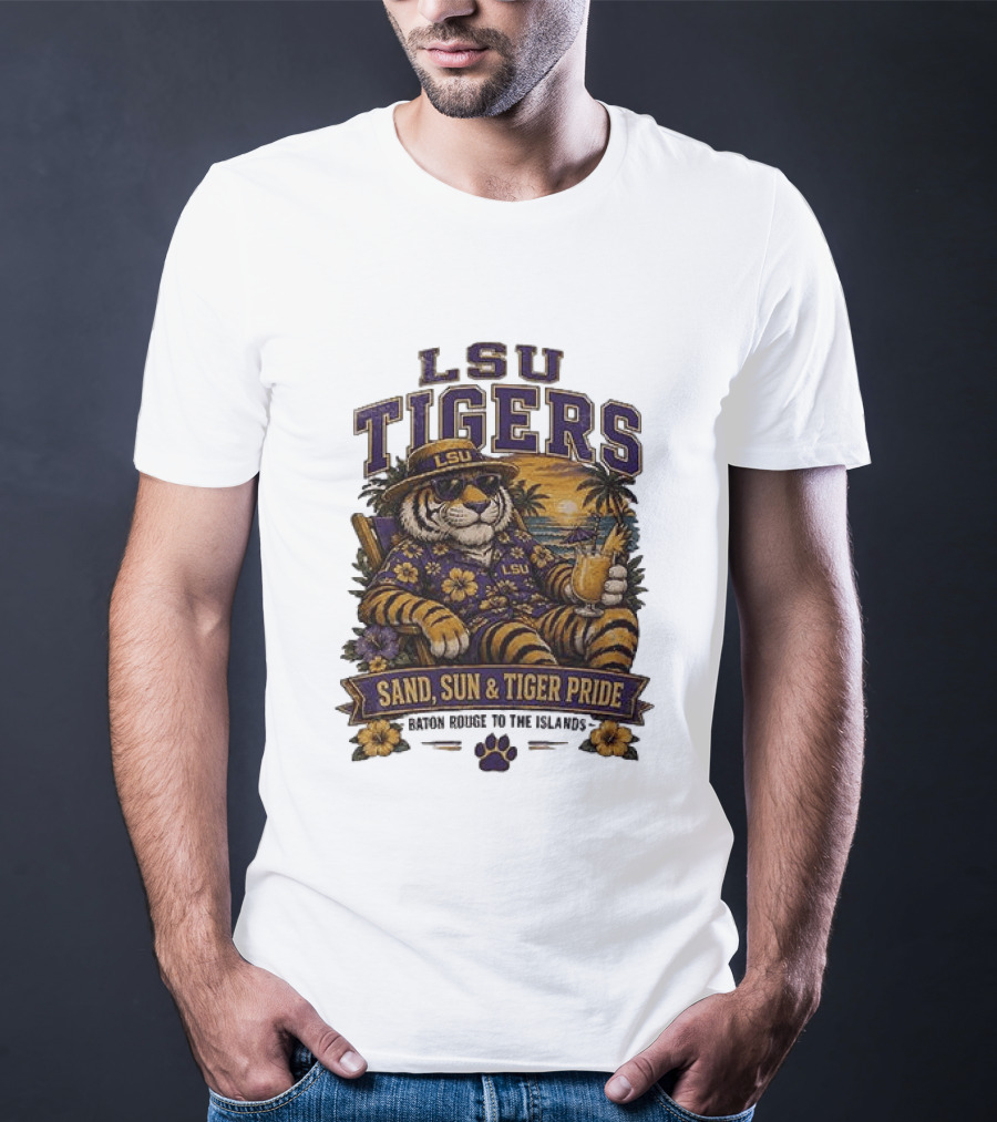 LSU Tigers Sand Sun And Tiger Pride Baton Rouge To The Islands T-Shirt
