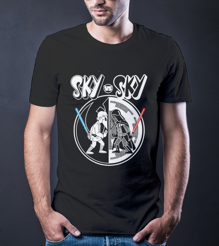 Sky Vs Sky Luke Skywalker Darth Vader Lightsaber Duel T-Shirt
