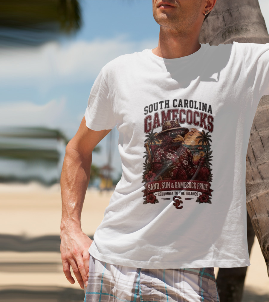 South Carolina Gamecocks Sand Sun Gamecock Pride Columbia Tropical Paradise T-Shirt