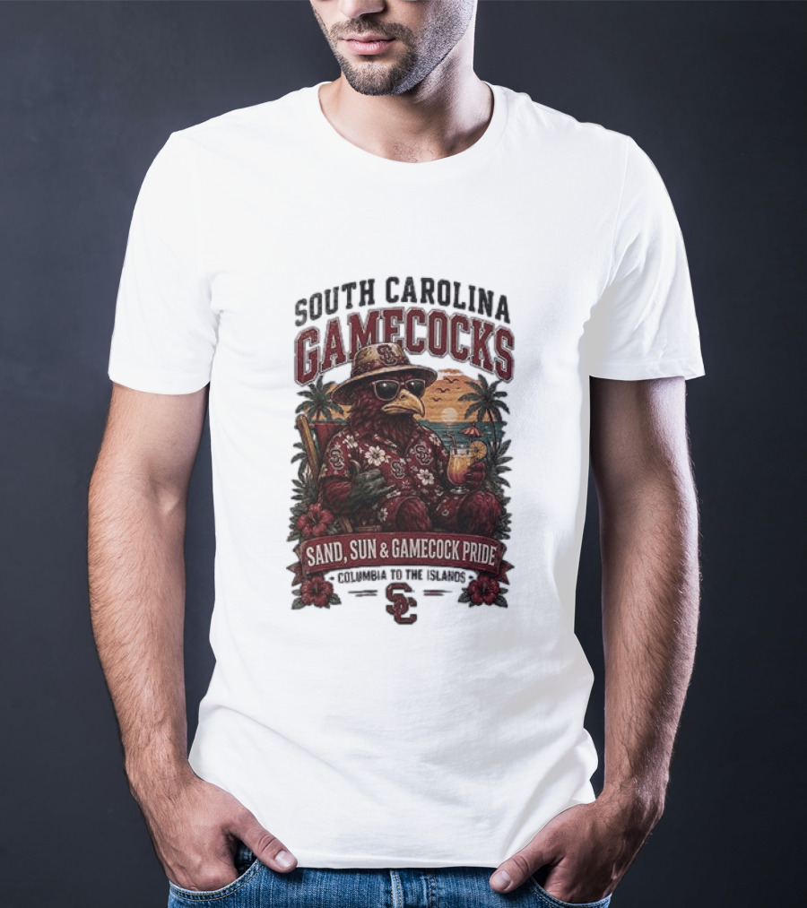South Carolina Gamecocks Sand Sun Gamecock Pride Columbia Tropical Paradise T-Shirt