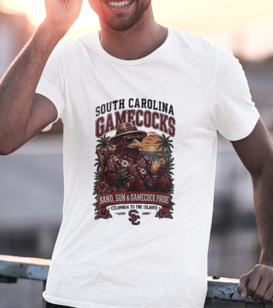South Carolina Gamecocks Sand Sun Gamecock Pride Columbia Tropical Paradise T-Shirt