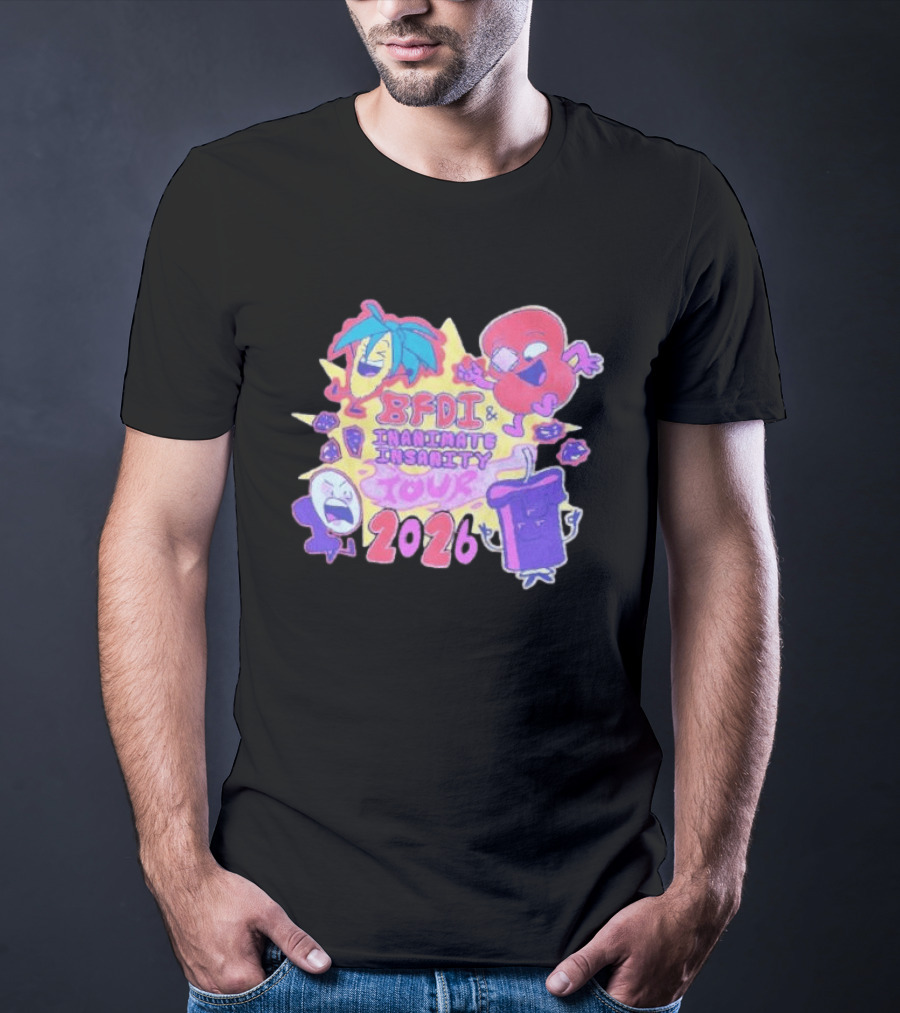 BFDI & Inanimate Insanity Tour 2026 Characters And Fun Adventure T-Shirt