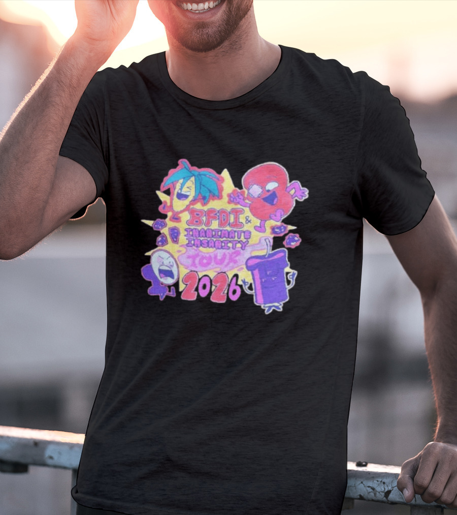 BFDI & Inanimate Insanity Tour 2026 Characters And Fun Adventure T-Shirt
