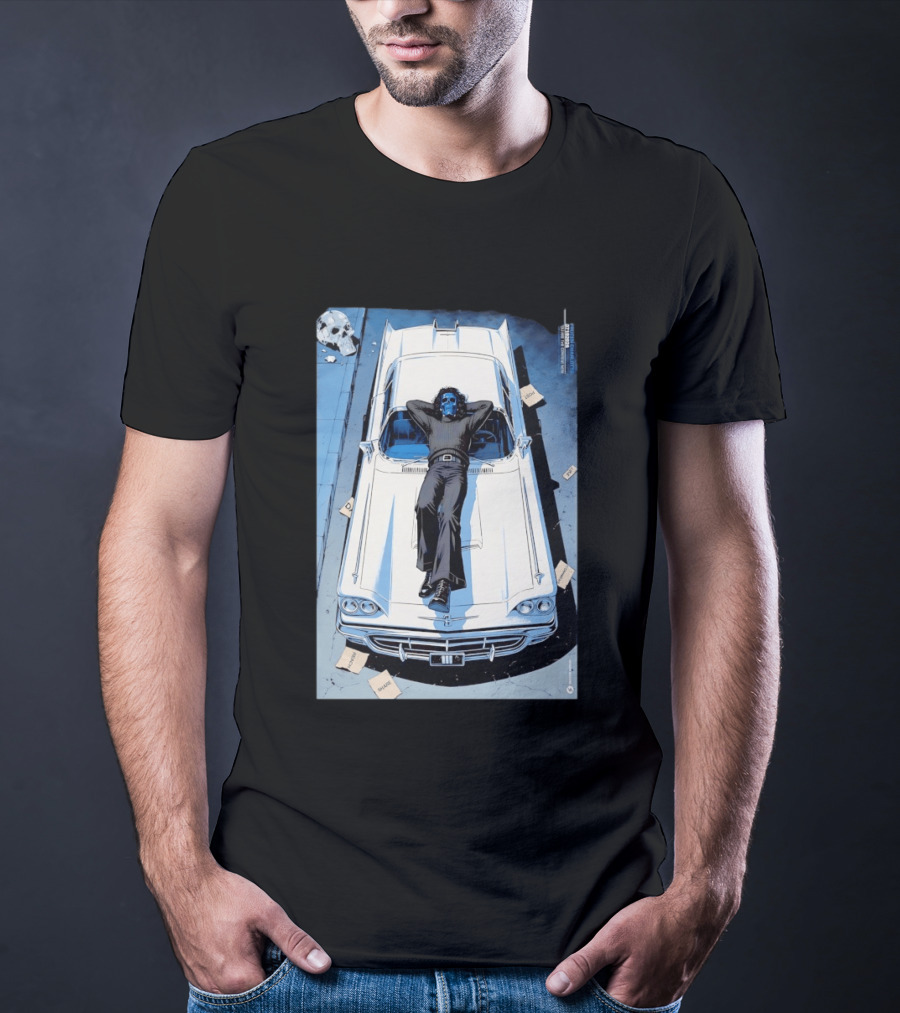 Filter Charlotte You Are The Content Now Tour Blue Skull Man On Classic Car T-Shirt