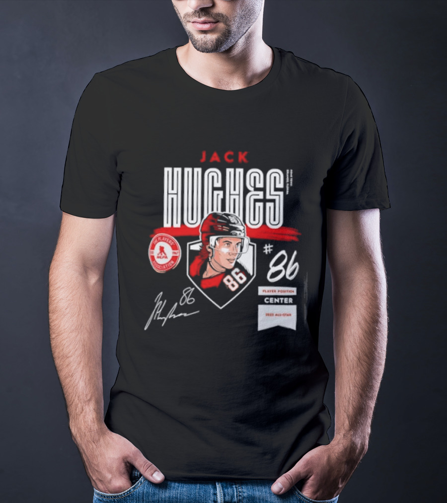 Jack Hughes NHLPA Signature 2023 All Star Center #86 T-Shirt