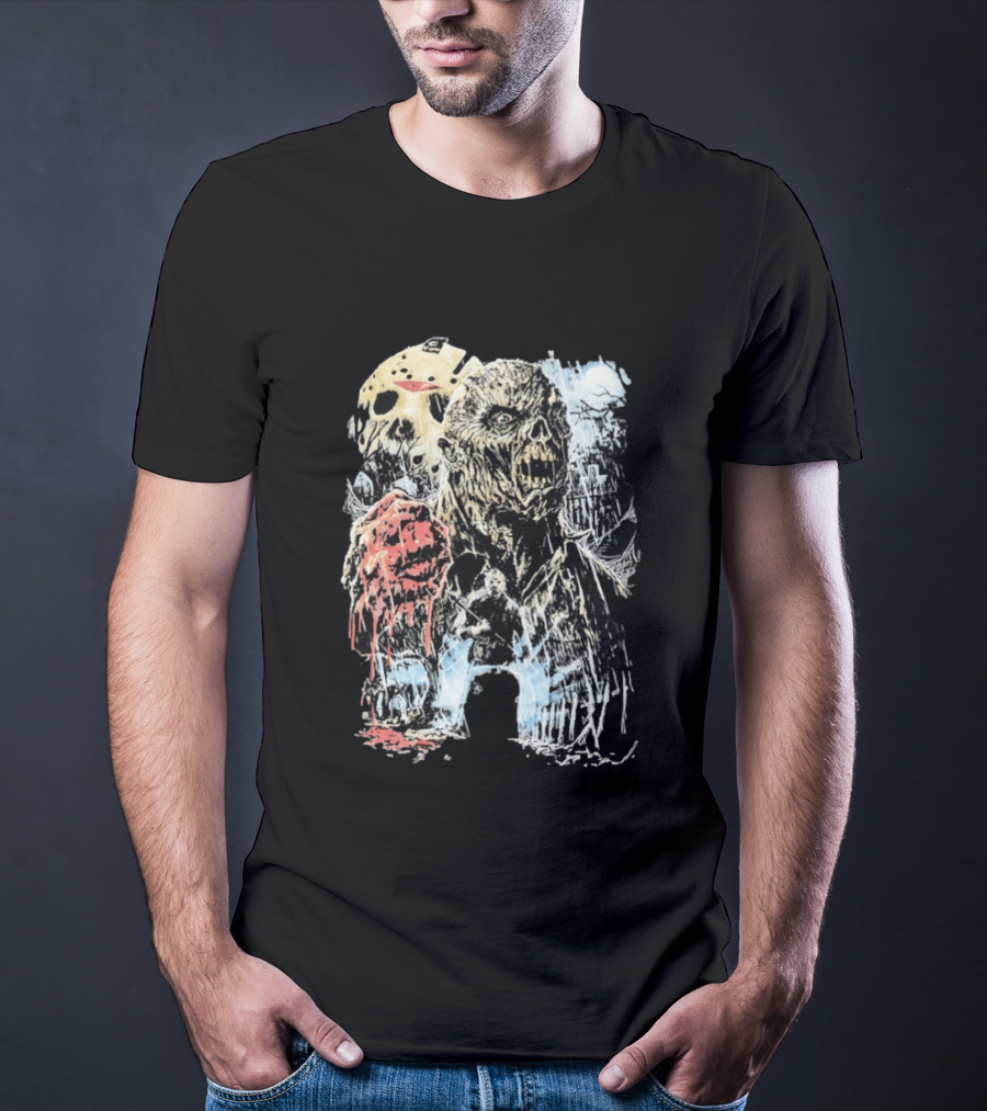 Jason Voorhees Classic Mask And Horror Icons Friday The 13th T-Shirt
